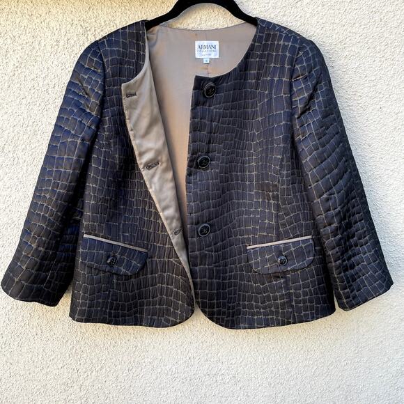 Armani Collezioni Quilted Alligator Print Cropped Jacket 12 - Picture 7 of 8